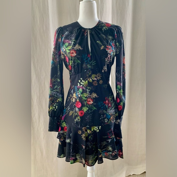 Parker Dresses & Skirts - NWOT Parker Mini Long Sleeve Black Floral Dress Size XS